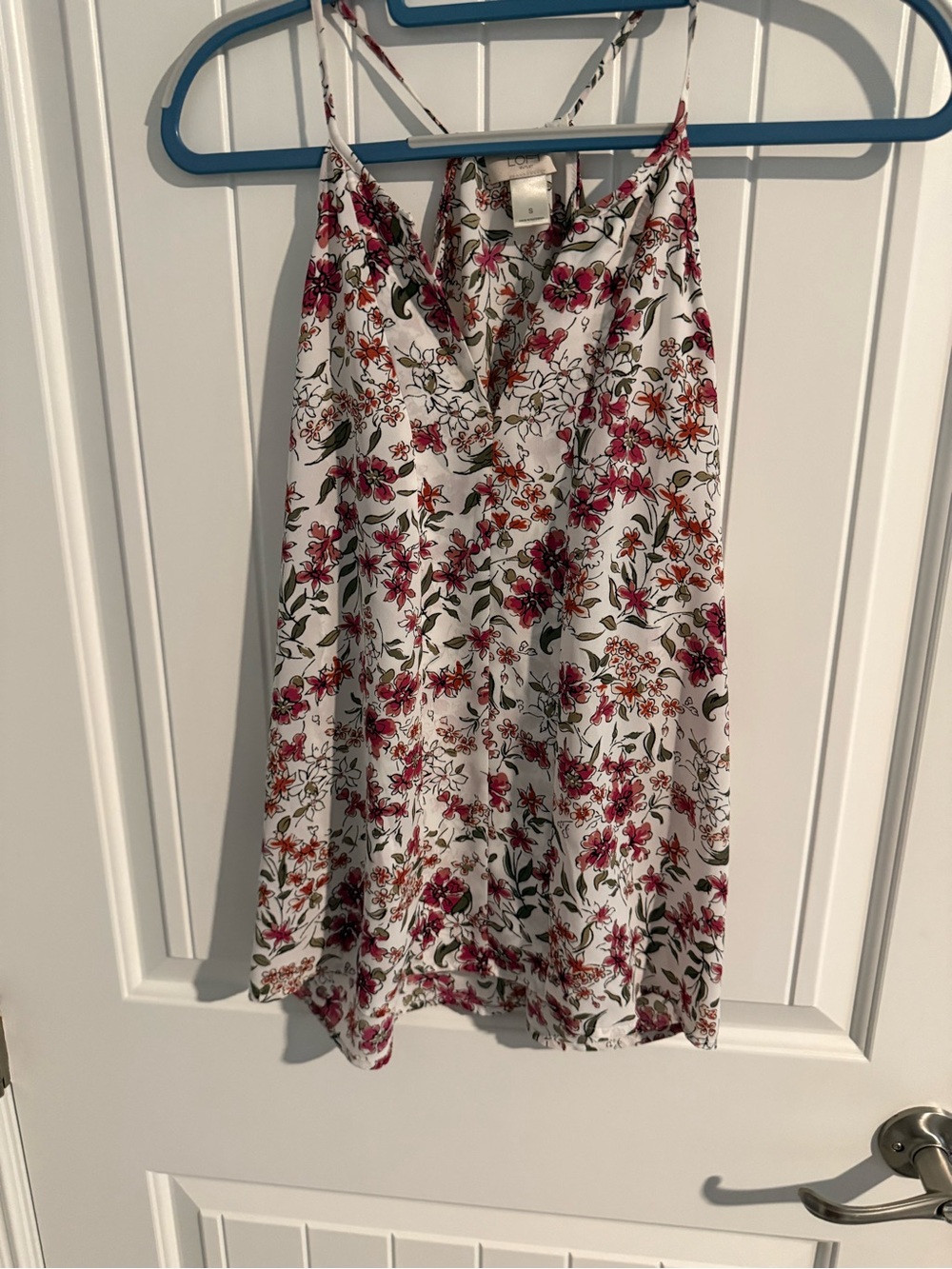 LOFT Outlet Floral Racerback Swing Cami Tank Top Small White Pink